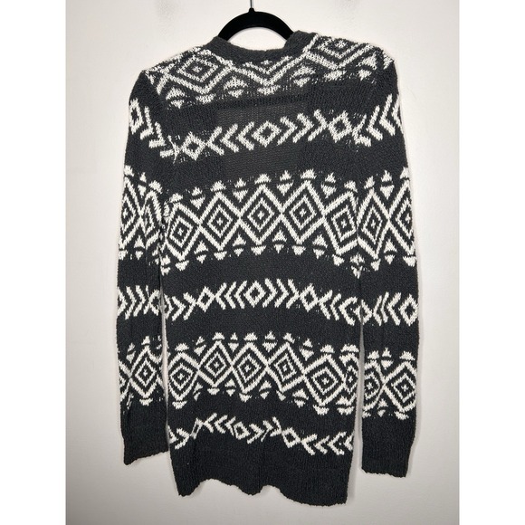 Hollister Women's Black White Aztec Long Sleeve Cardigan Sweater Y2K Size Small - Picture 3 of 8